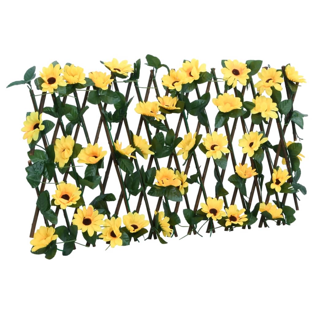 Kunstplant klimop op latwerk uittrekbaar 180x20 cm geel