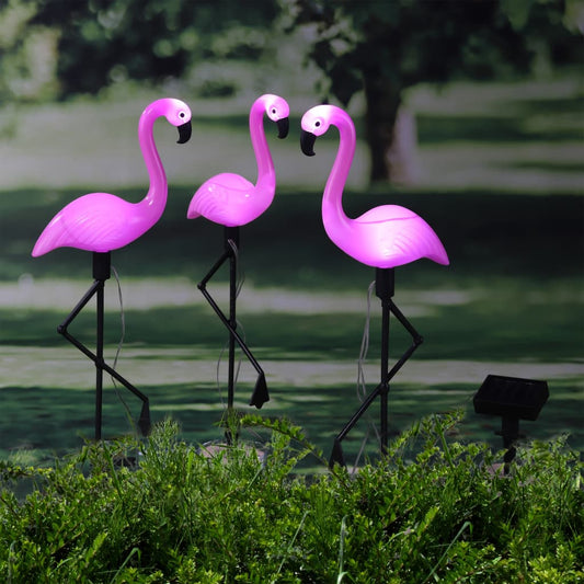 Grondpinnen 3 st solar LED flamingo