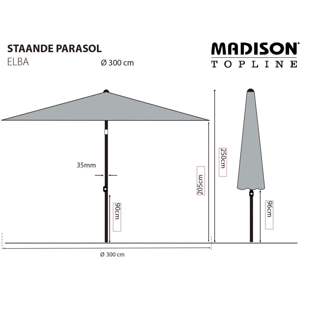 Parasol Elba 300 cm groen