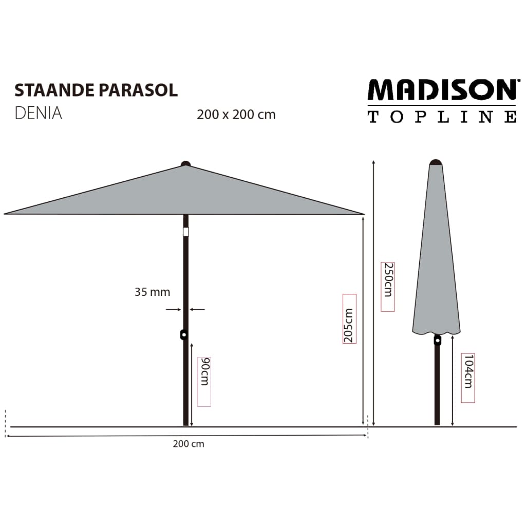 Parasol Denia 200x200 cm groen