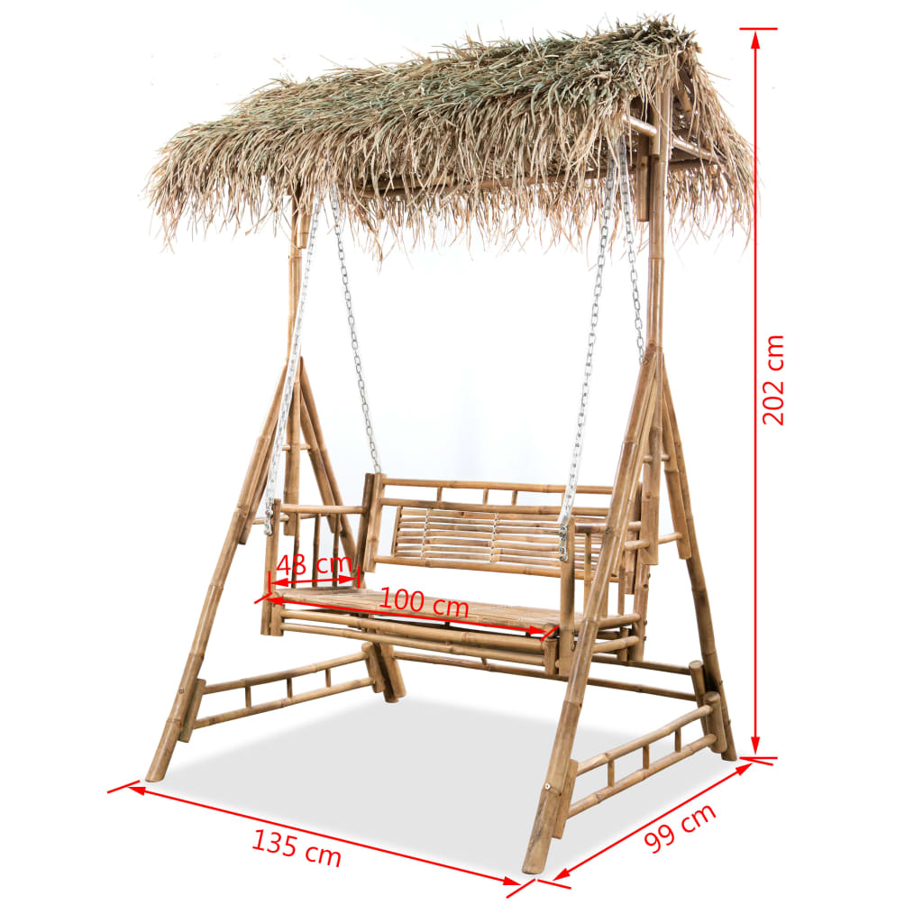 Schommelbank met palmbladeren 2-zits 202 cm bamboe