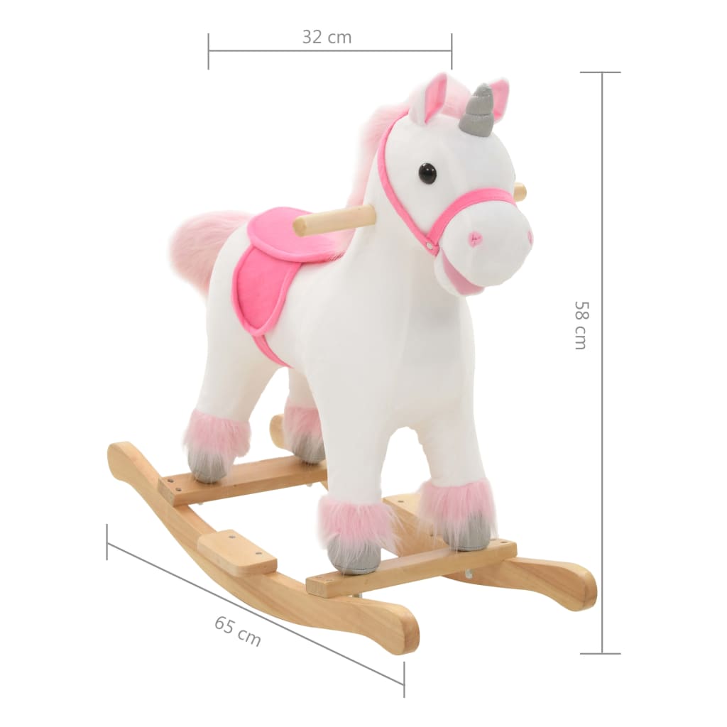 Hobbeldier eenhoorn 65x32x58 cm pluche wit en roze