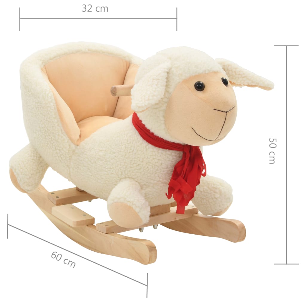 Hobbeldier schaap met rugleuning 60x32x50 cm pluche wit