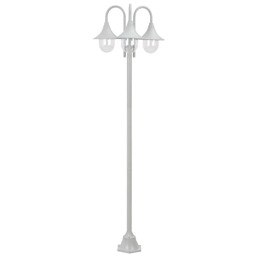 Paalverlichting tuin E27 220 cm aluminium wit 3-delig