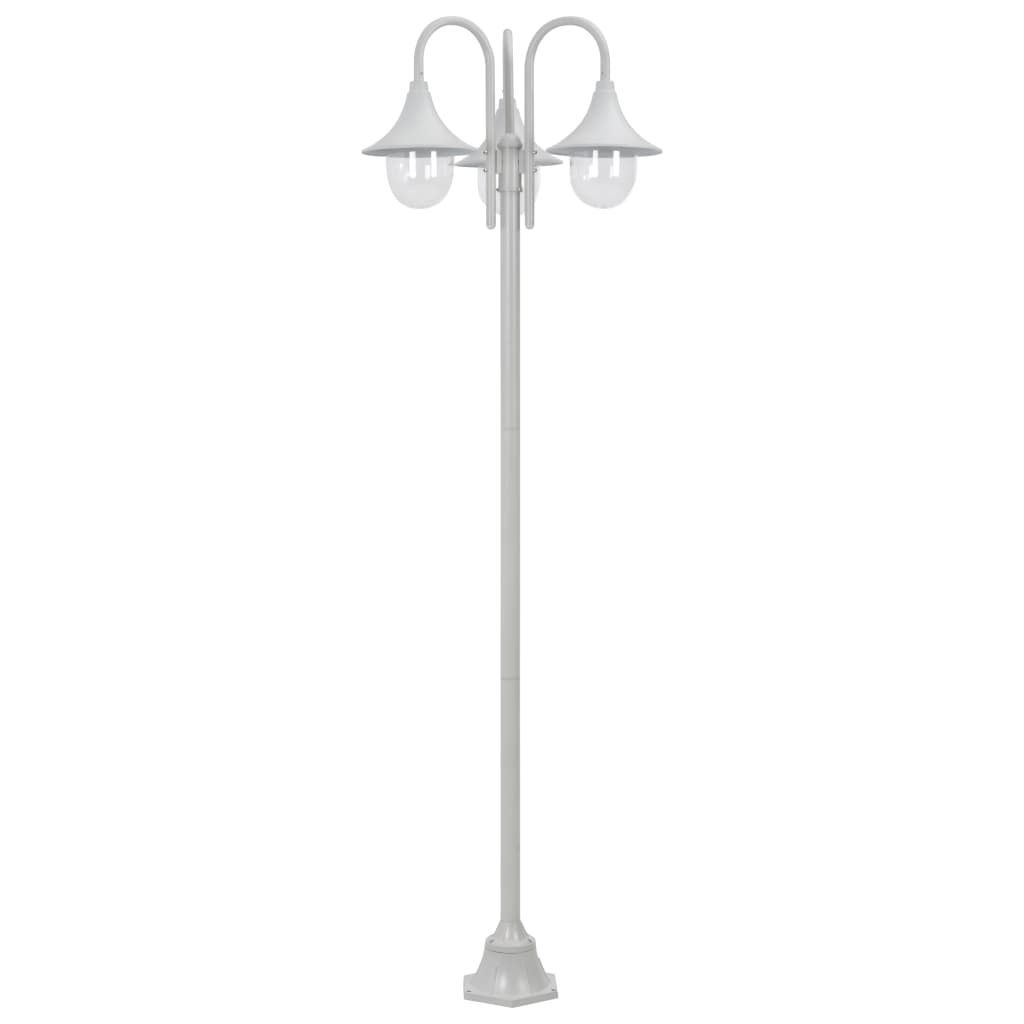 Paalverlichting tuin E27 220 cm aluminium wit 3-delig