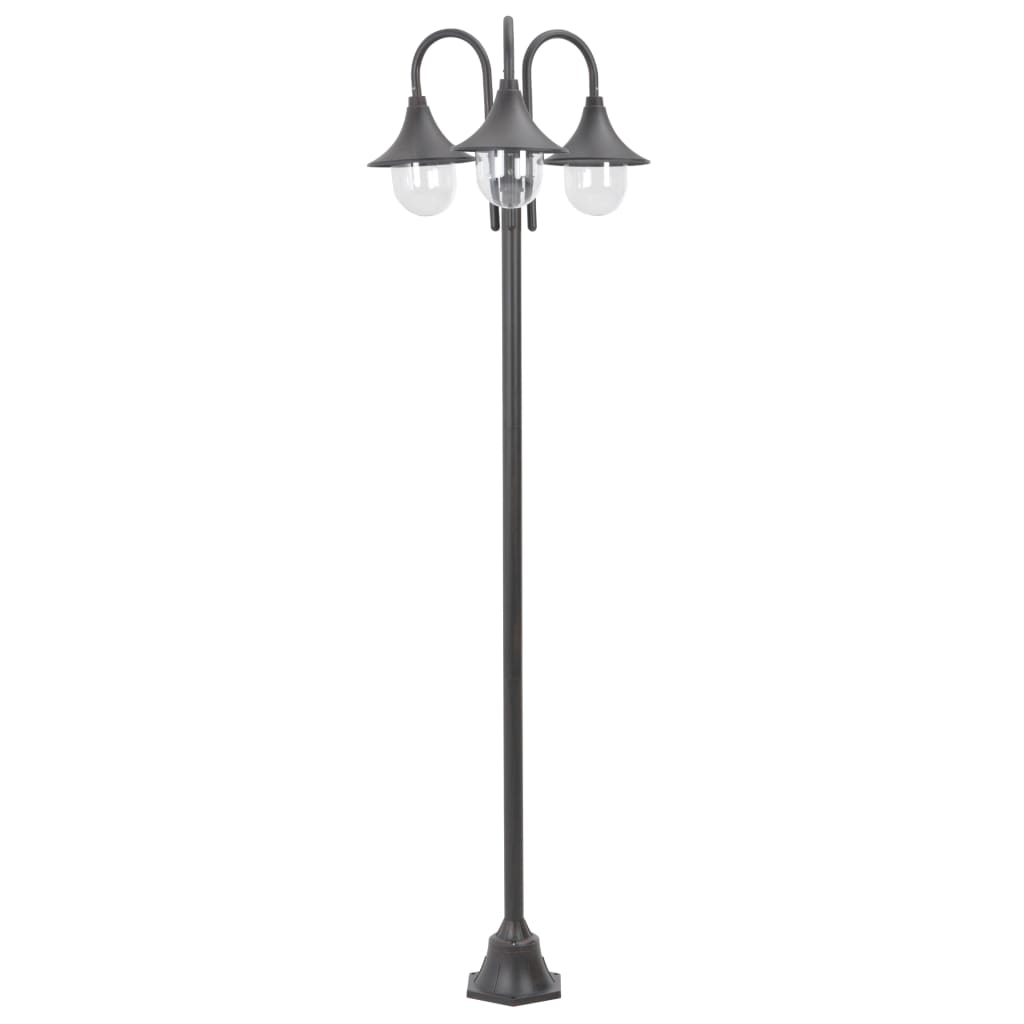 Paalverlichting tuin E27 220 cm aluminium brons 3-delig