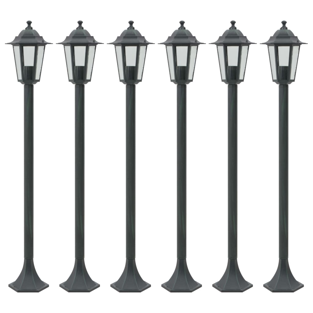 Paalverlichting voor tuin E27 110 cm aluminium donkergroen 6 st