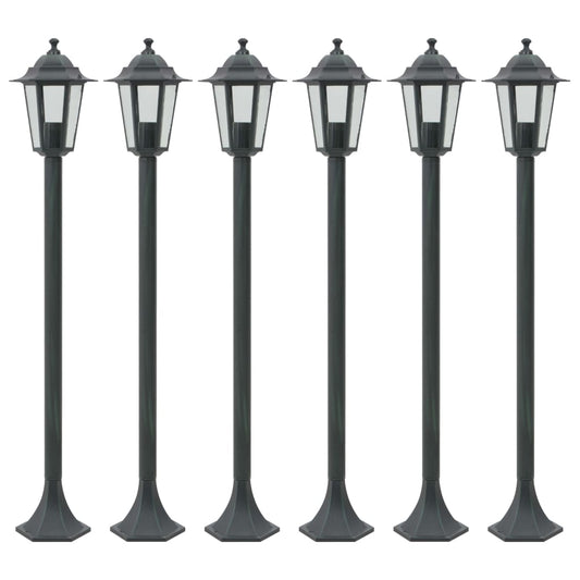 Paalverlichting voor tuin E27 110 cm aluminium donkergroen 6 st