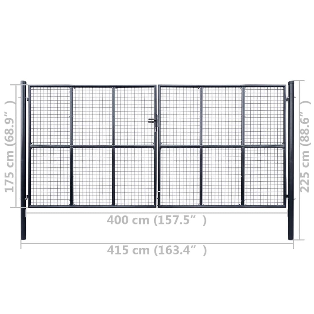 Gaaspoort 400x175 cm gegalvaniseerd staal grijs