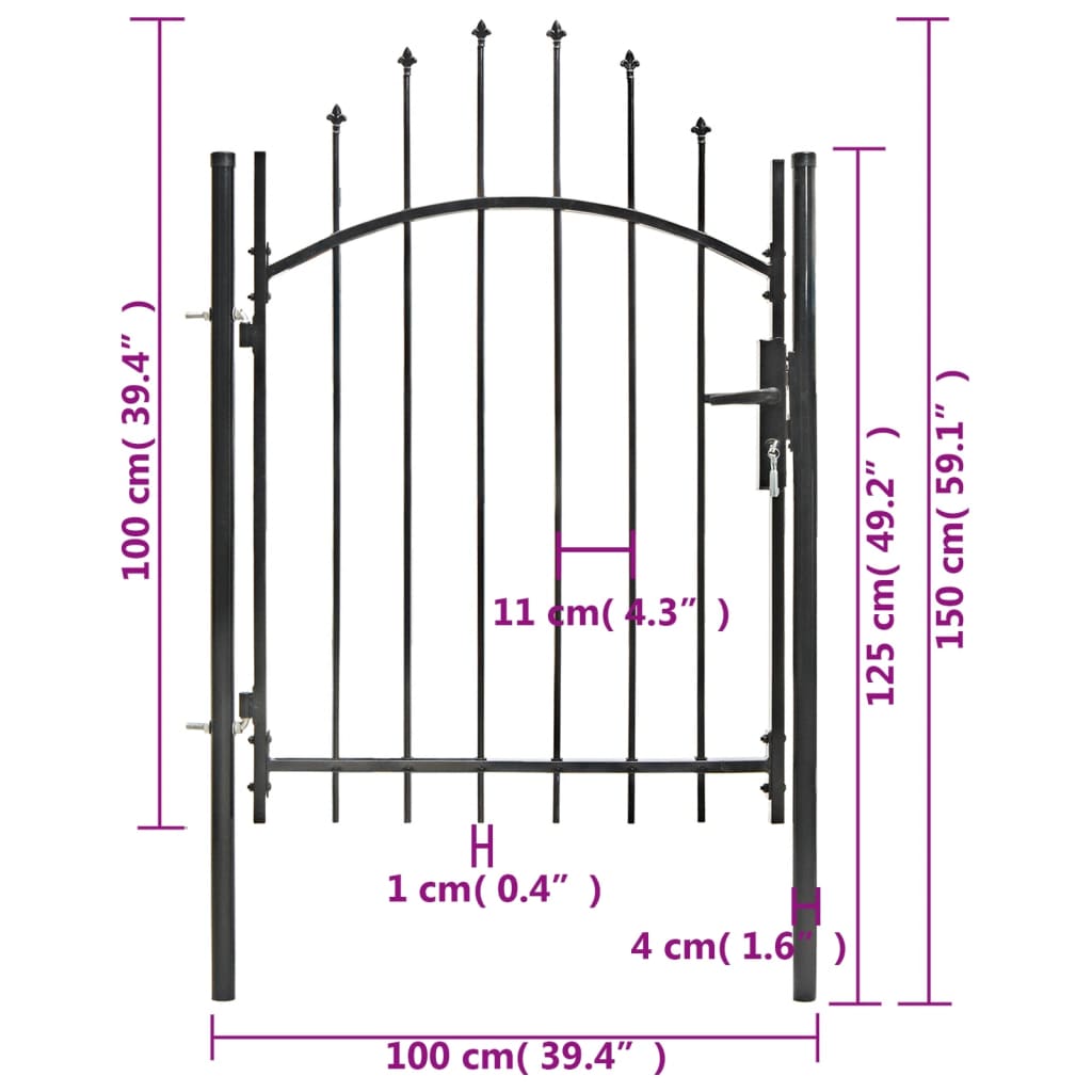 Poort 1x1,5 m staal zwart