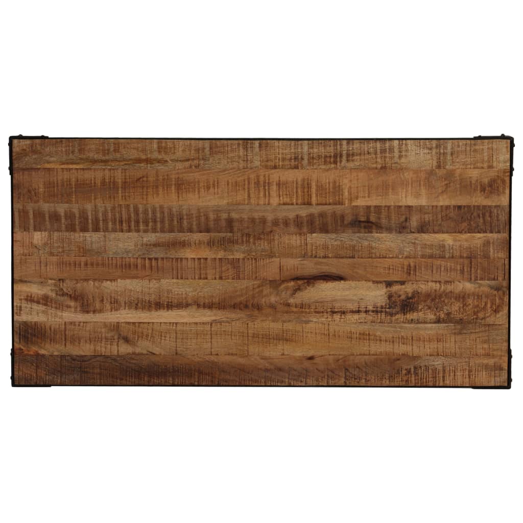 Eettafel 120 cm massief ruw mangohout en staal