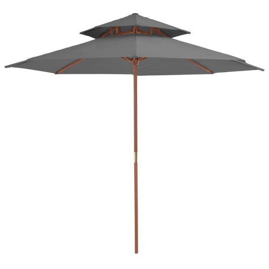 Parasol dubbeldekker met houten paal 270 cm antraciet