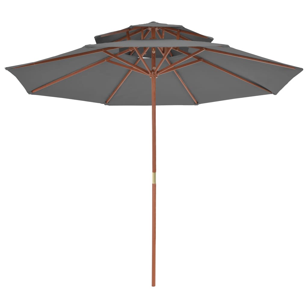 Parasol dubbeldekker met houten paal 270 cm antraciet