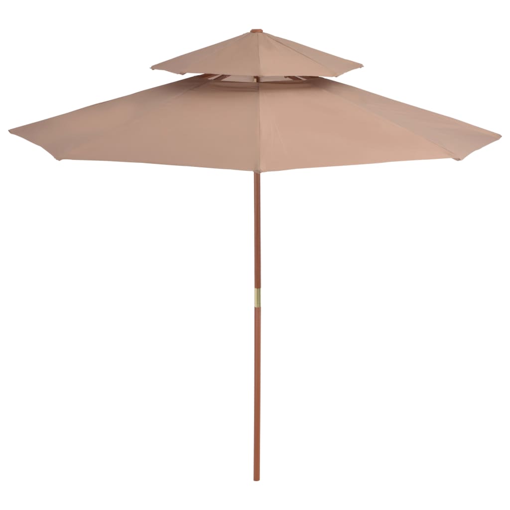 Parasol dubbeldekker met houten paal 270 cm taupe