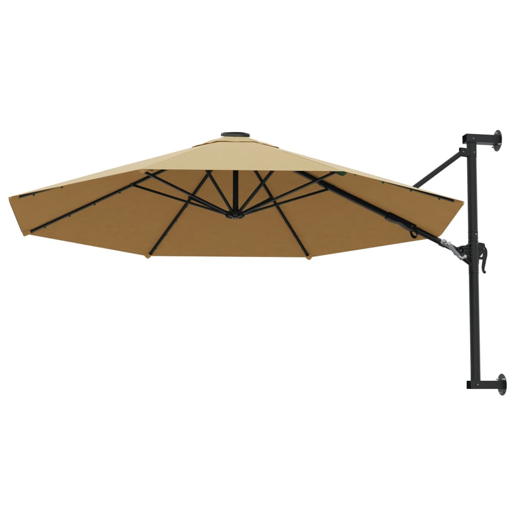 Wandparasol met metalen paal 300 cm taupe