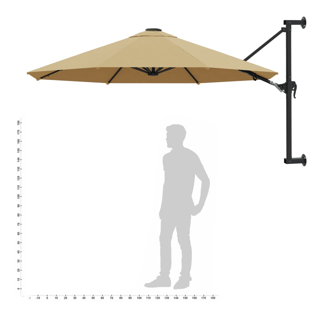 Wandparasol met metalen paal 300 cm taupe