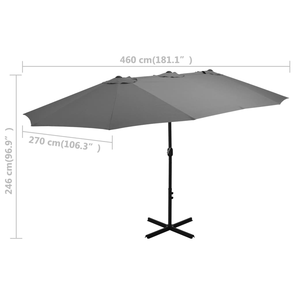 Parasol met aluminium paal 460x270 cm antraciet