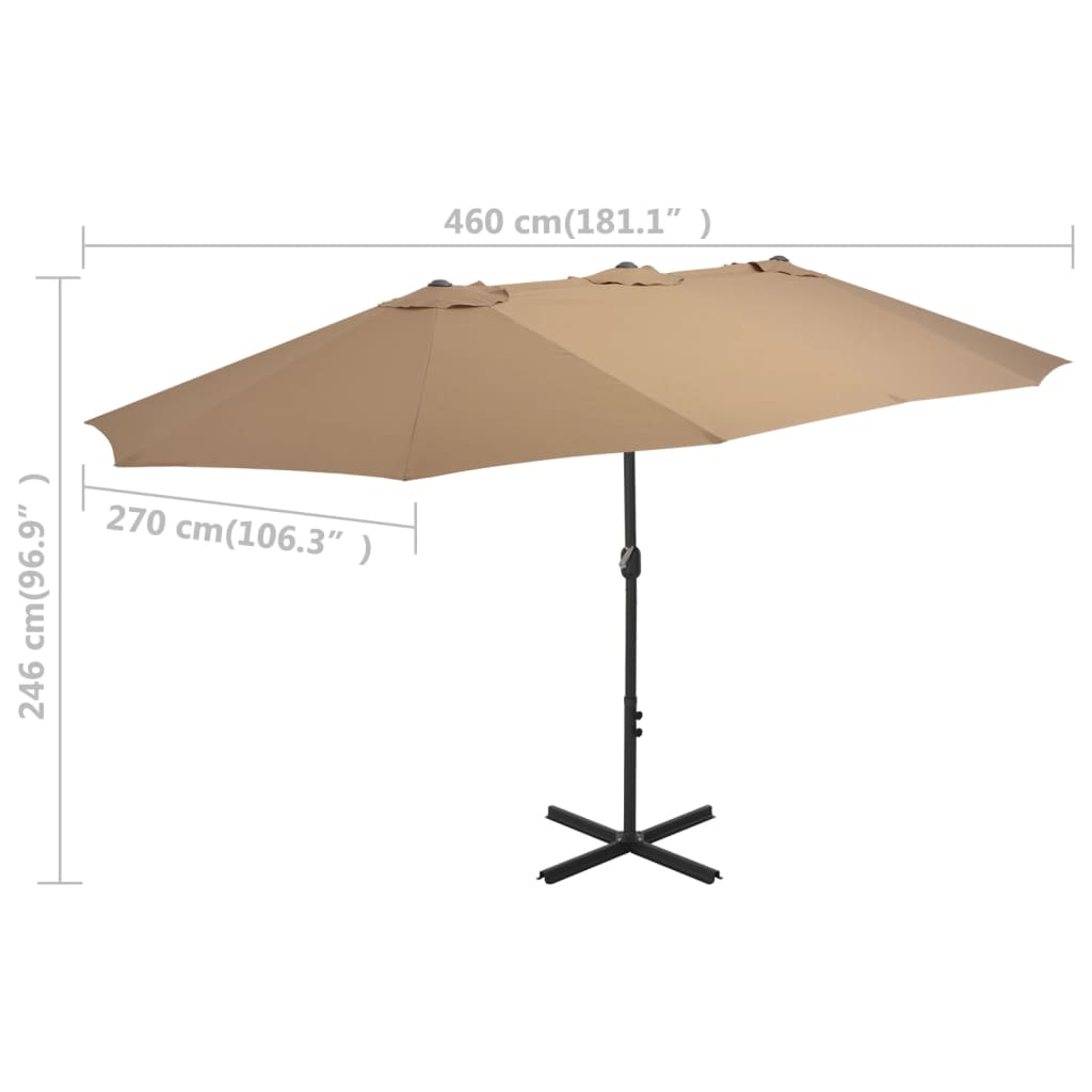 Parasol met aluminium paal 460x270 cm taupe