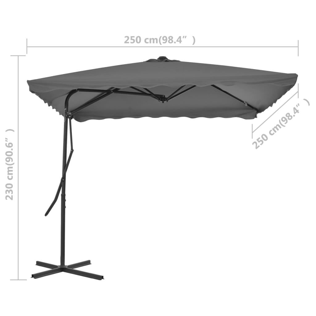 Parasol met stalen paal 250x250 cm antraciet