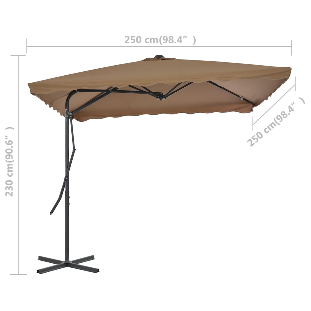 Parasol met stalen paal 250x250 cm taupe