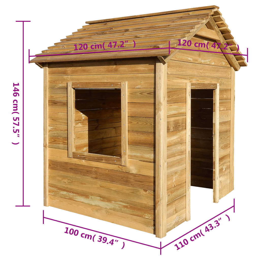 Buitenspeelhuis 120x120x146 cm grenenhout