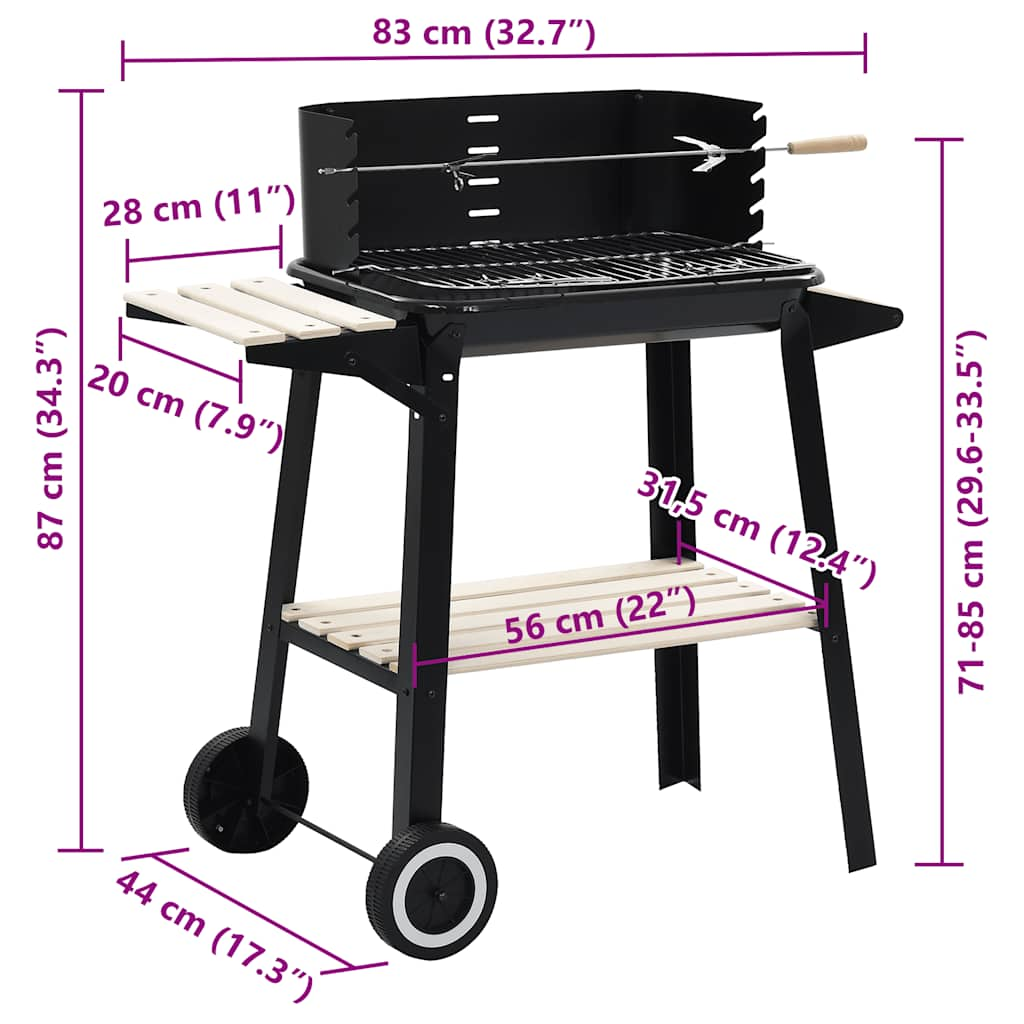 Houtskoolbarbecue staand met wieltjes