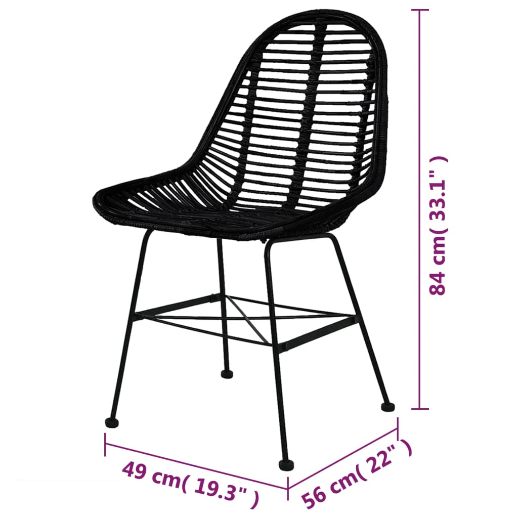 Eetkamerstoelen 6 st natuurlijk rattan zwart