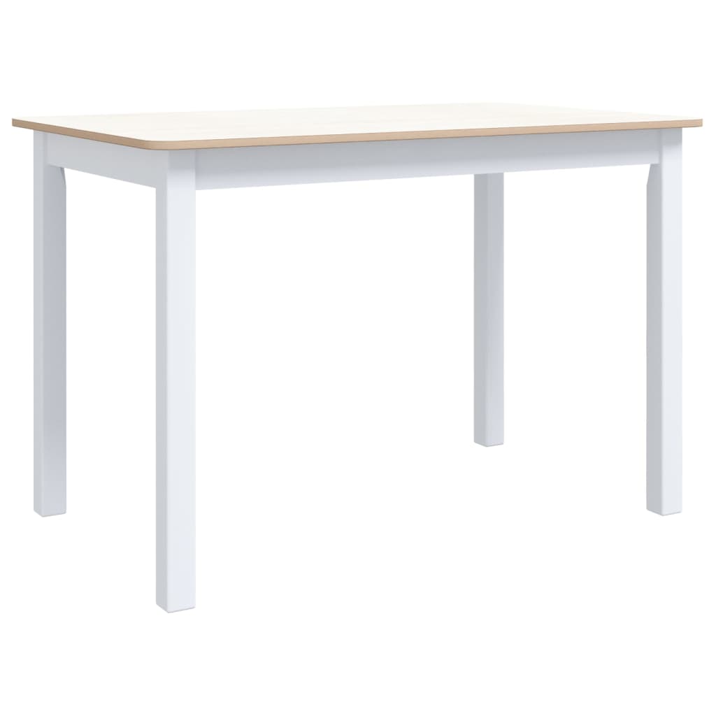 Eettafel 114x71x75 cm massief rubberwood wit en bruin