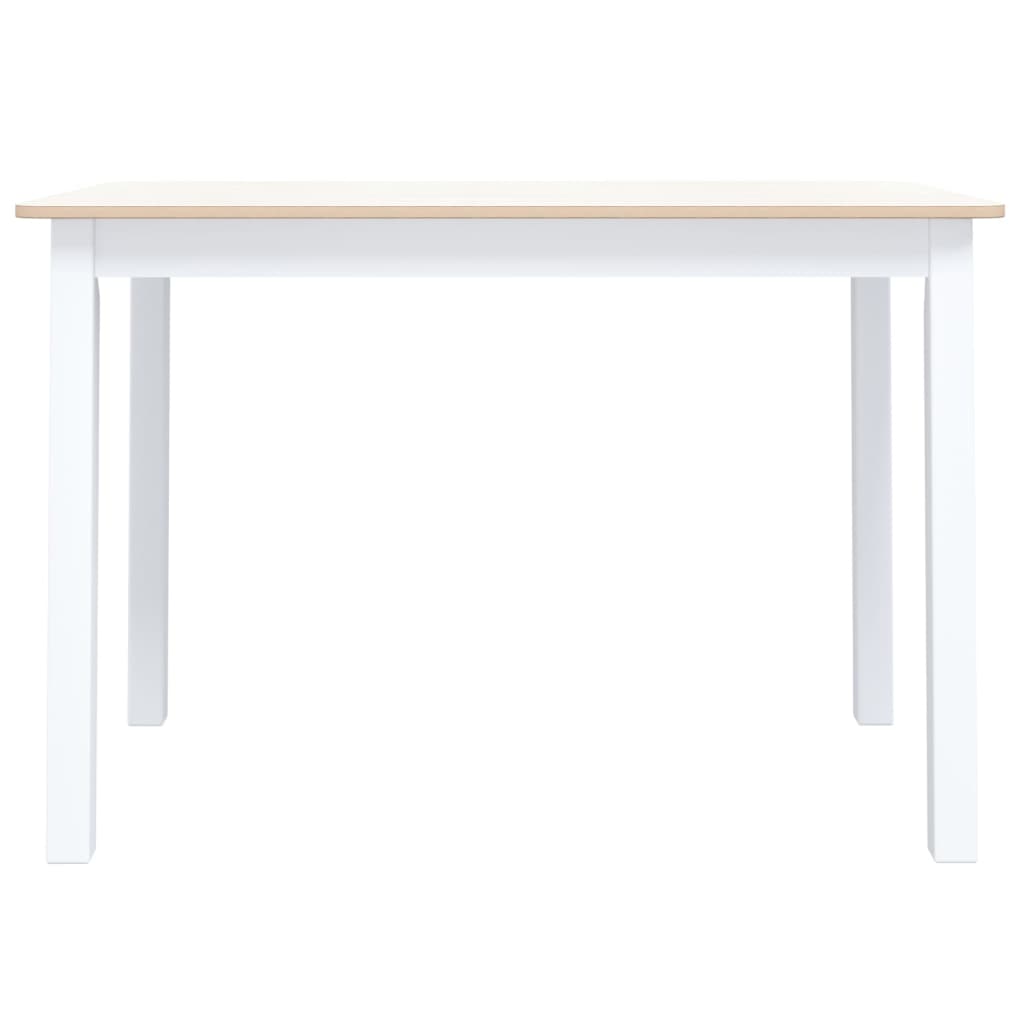 Eettafel 114x71x75 cm massief rubberwood wit en bruin