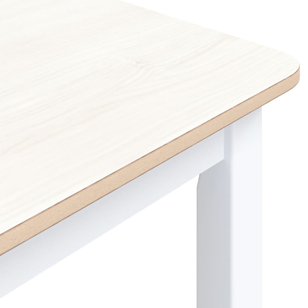 Eettafel 114x71x75 cm massief rubberwood wit en bruin