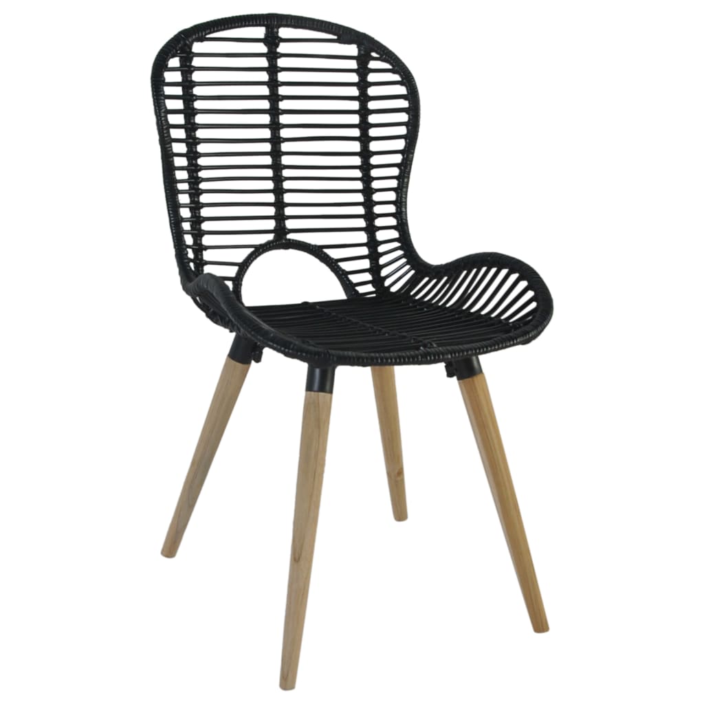 Eetkamerstoelen 6 st natuurlijk rattan zwart