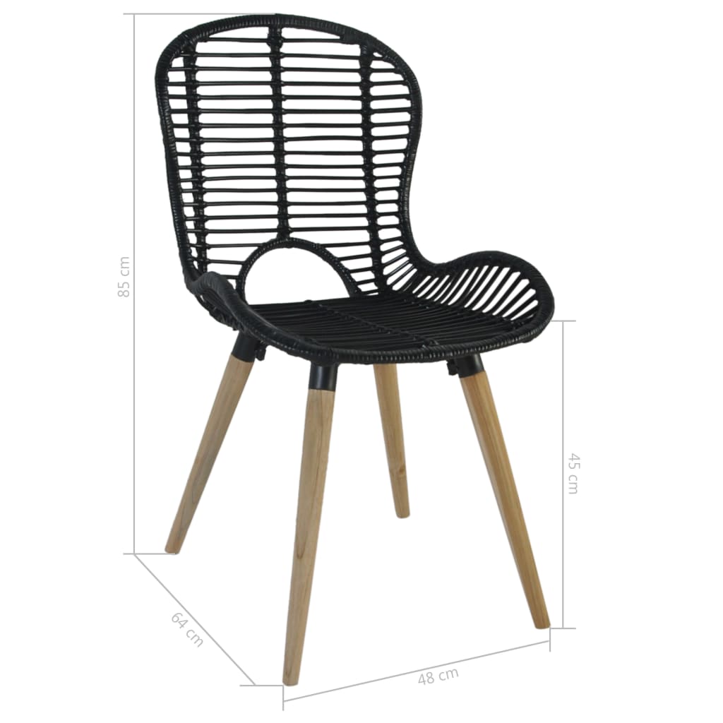 Eetkamerstoelen 6 st natuurlijk rattan zwart