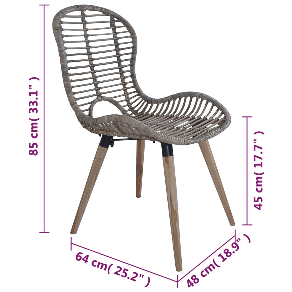 Eetkamerstoelen 6 st natuurlijk rattan bruin