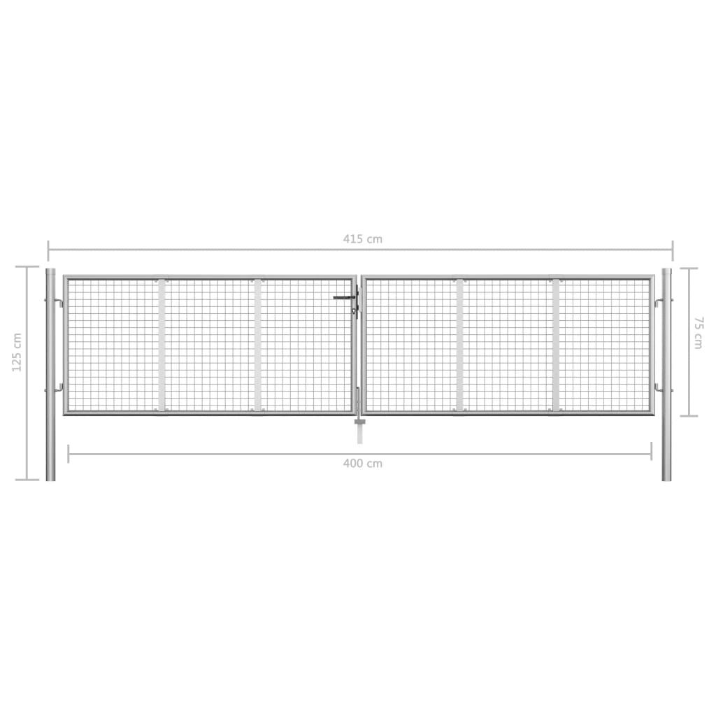 Poort 415x125 cm gegalvaniseerd staal zilverkleurig