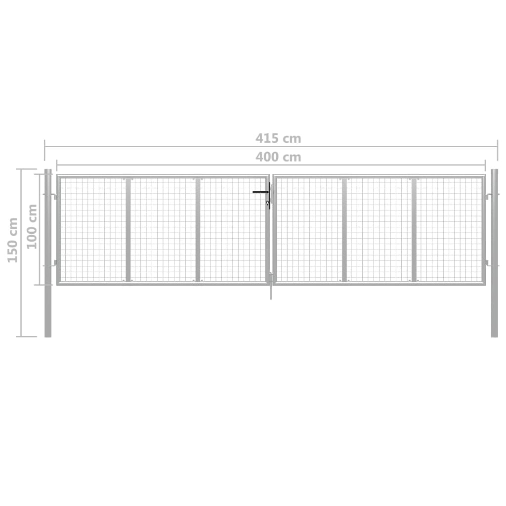 Poort 415x150 cm gegalvaniseerd staal zilverkleurig