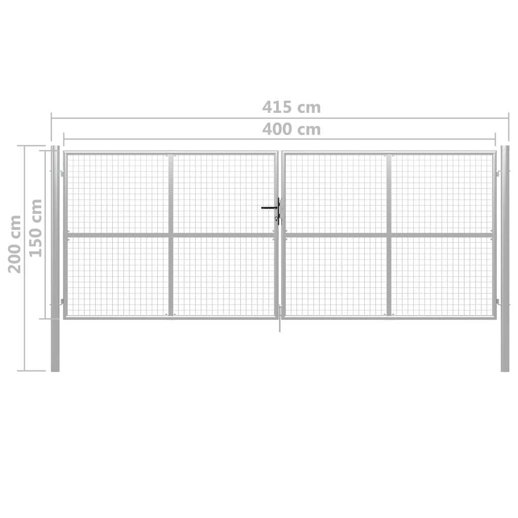 Poort 415x200 cm gegalvaniseerd staal zilverkleurig