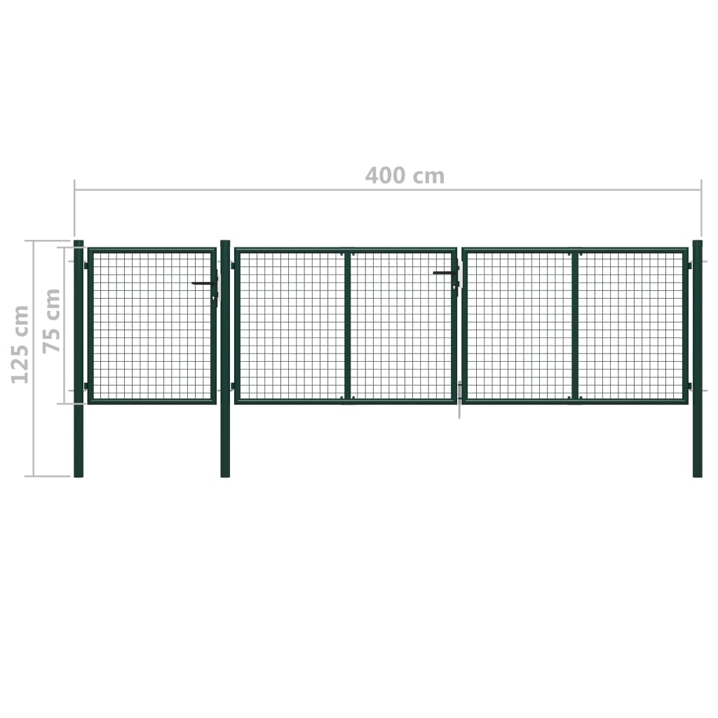 Poort 400x75 cm staal groen