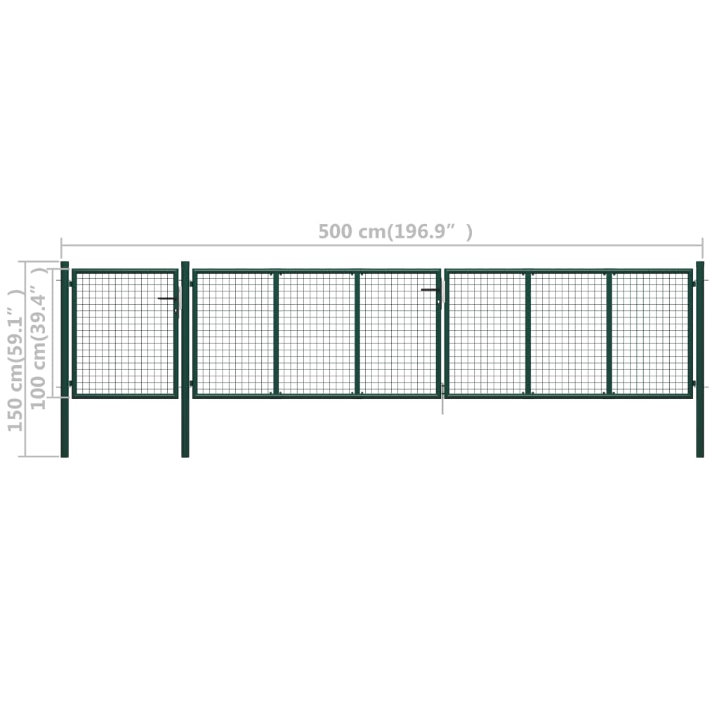 Poort 500x100 cm staal groen