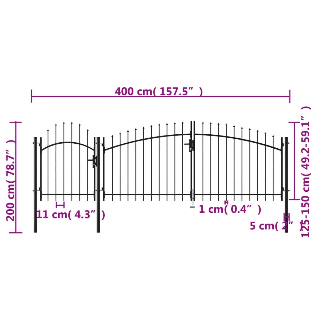 Poort 2x4 m staal zwart