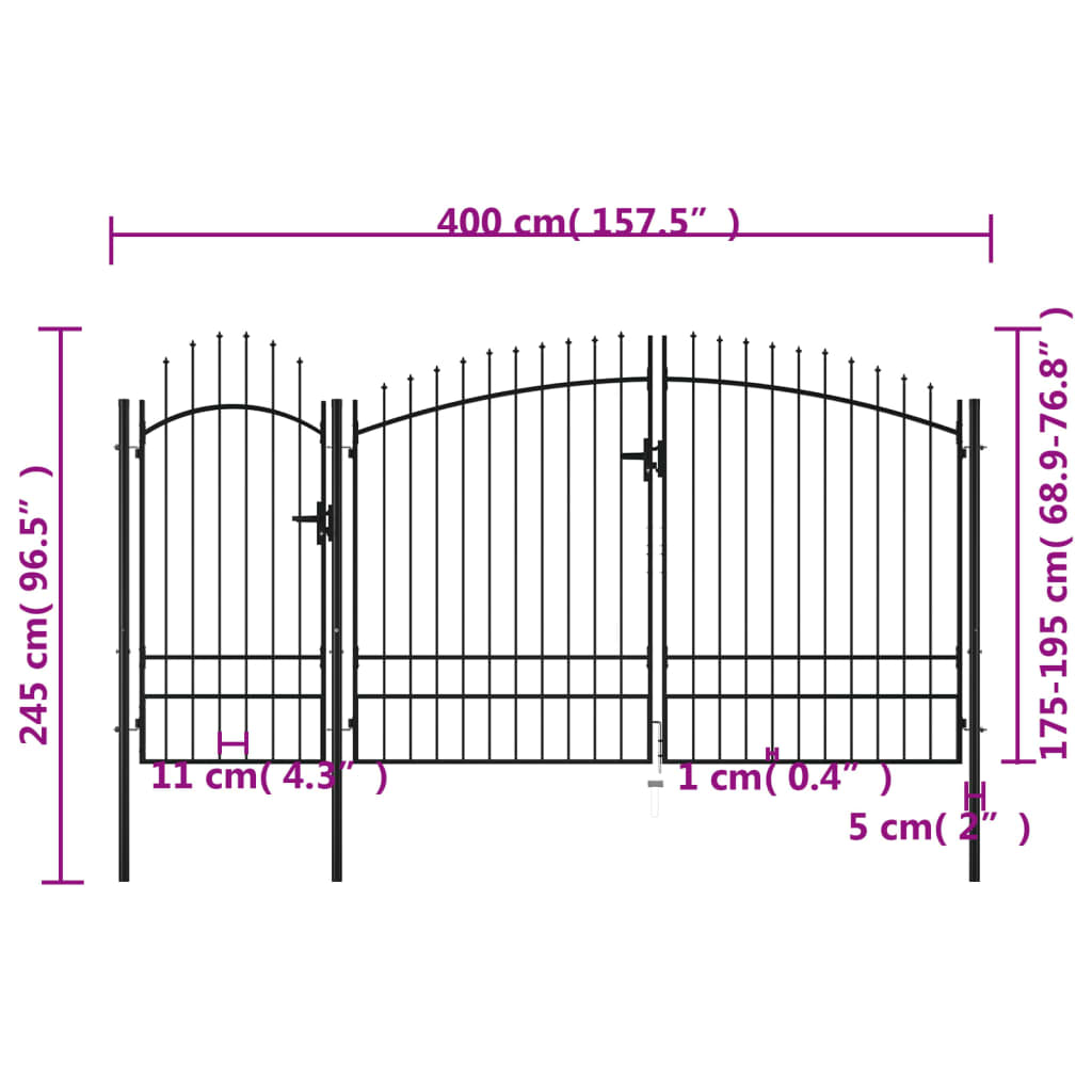 Poort 2,45x4 m staal zwart