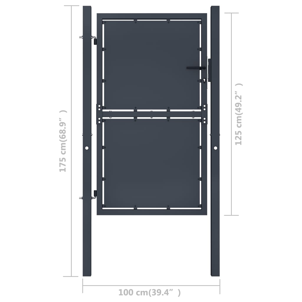 Poort 100x125 cm staal antraciet