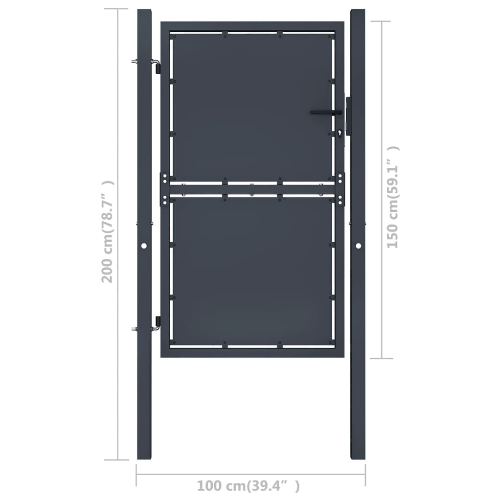 Poort 100x150 cm staal antraciet