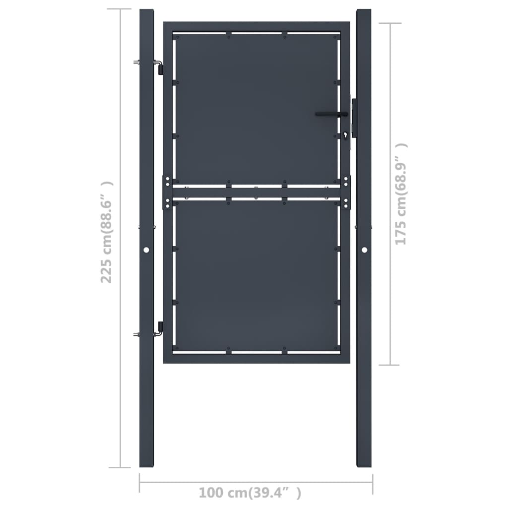 Poort 100x175 cm staal antraciet