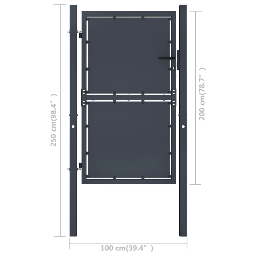 Poort 100x200 cm staal antraciet