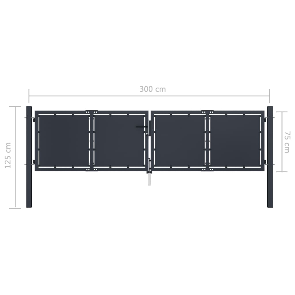 Poort 300x75 cm staal antraciet