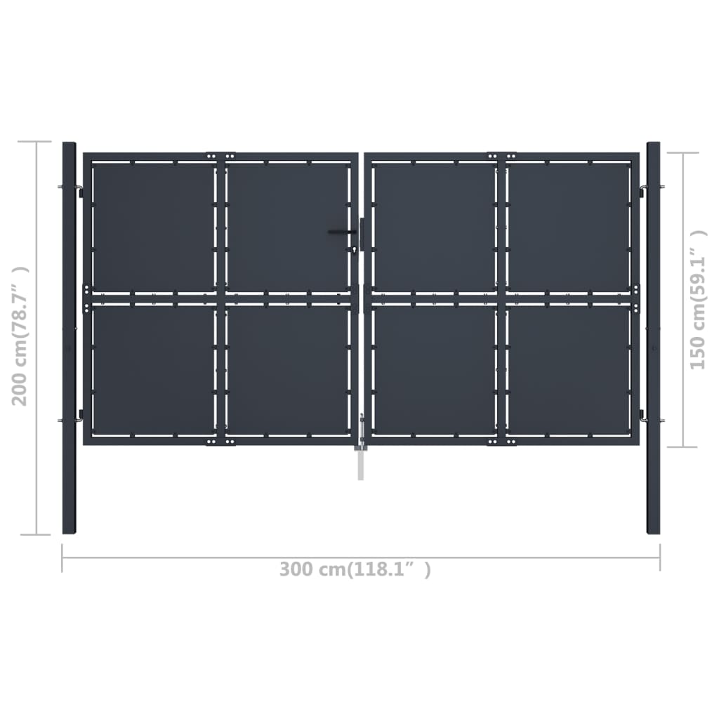 Poort 300x150 cm staal antraciet