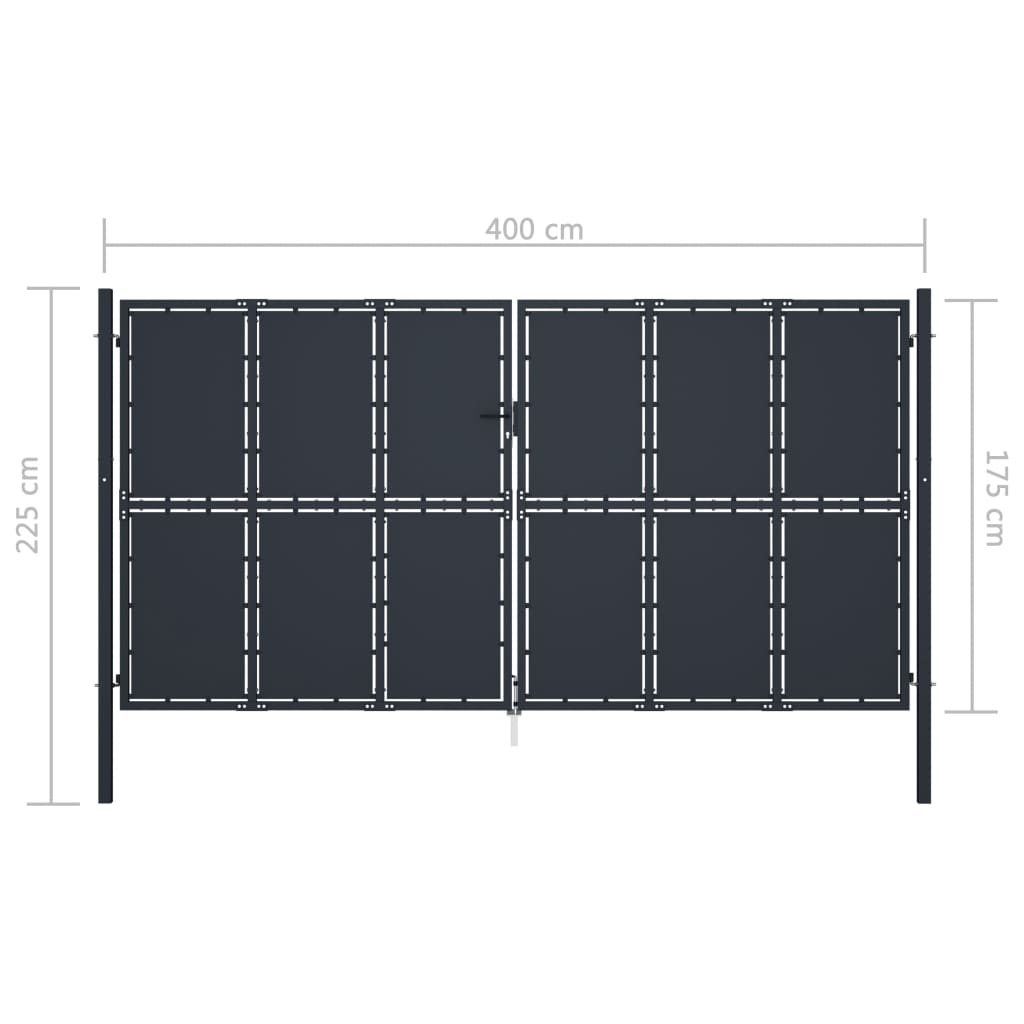 Poort 400x175 cm staal antraciet