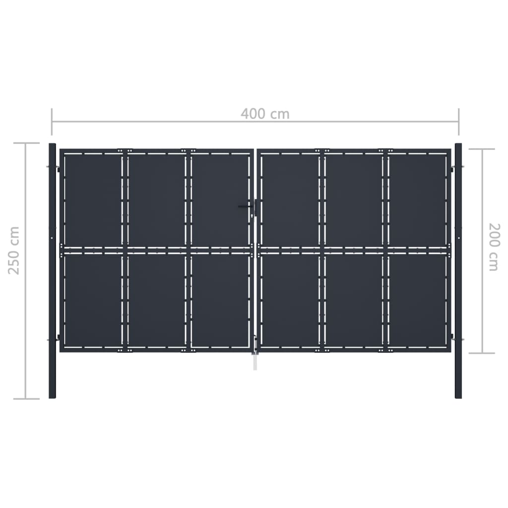 Poort 400x200 cm staal antraciet