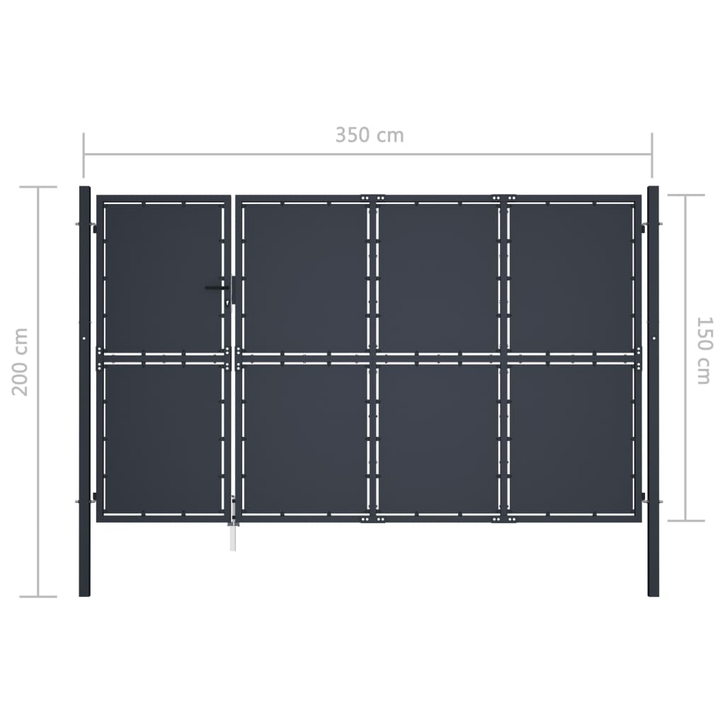 Poort 350x150 cm staal antraciet