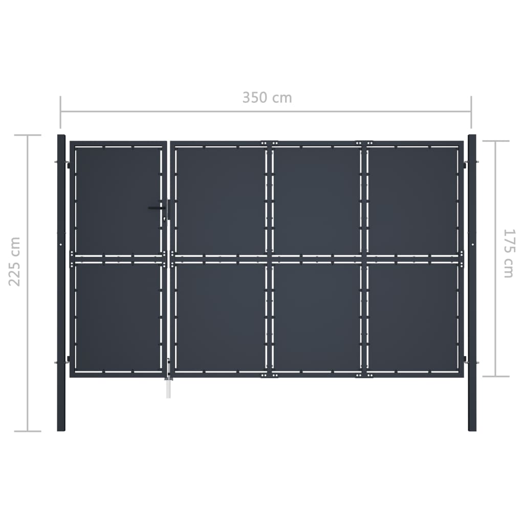 Poort 350x175 cm staal antraciet